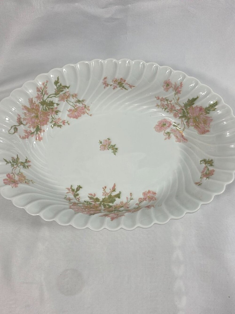 Haviland Limoges Dumont Oval Serving Bowl Pink Flowers Torse Shape France
